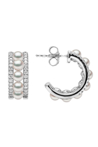 Eclipse Earrings, 18k White Gold, Diamond & Pearl